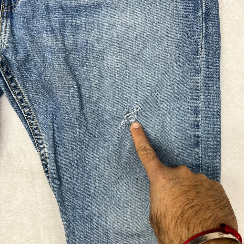 Levi's 512 Straight Jeans Men's Blue Denim Pockets Classic Zip Fly 34X30 - Flaws